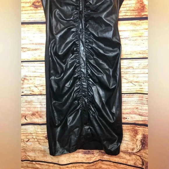 Collared Faux Leather Bodycon - Picture 3 of 15